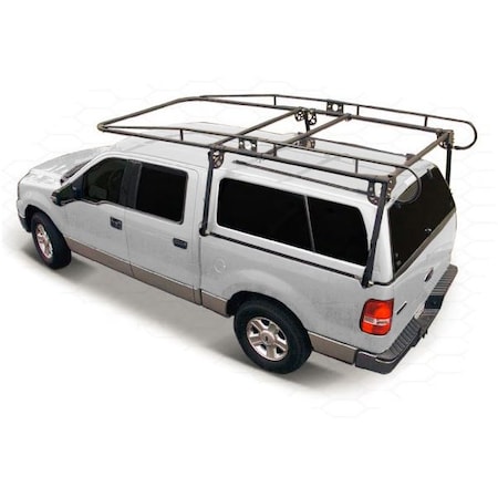 Trailfx LADDER RACK 1000 Pound Capacity MultiFit Powder Coated Black Steel For Trucks With Camper Shel FCLR002B